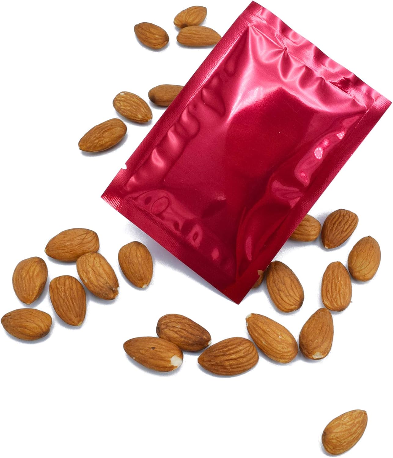 QQ Studio 100 PCS Metallic Mylar Foil Open Top Sealable Bags (12x18cm(4.7x7"), 100x Red)