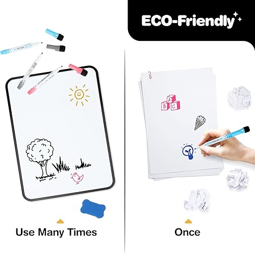 Miniatura 3 de SOTER Pizarra blanca pequeña de borrado en seco, portátil de doble cara para dibujo de viaje, mini pizarra blanca para estudiantes, profesores,