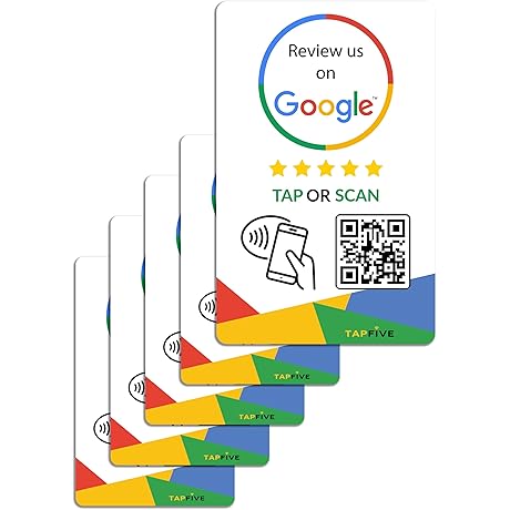 Google Review Tap Cards (5-Pack): Boost Reviews with NFC Tech