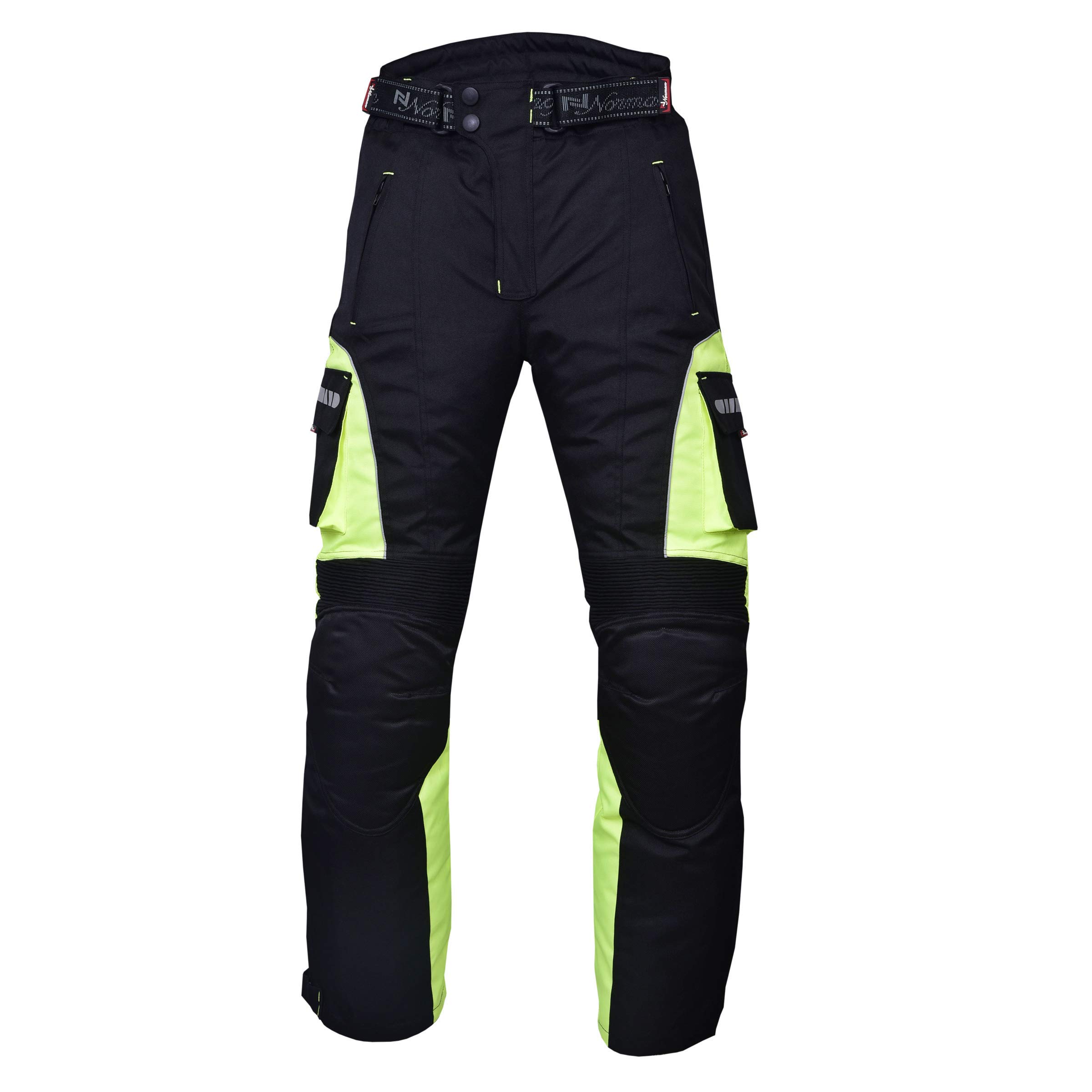 NORMAN Motorrad Wasserdicht Cordura Textil Hose Protektoren Reflektor Schwarz/Grün (Hivis) - Schwarz/Grün (Hivis), XXL
