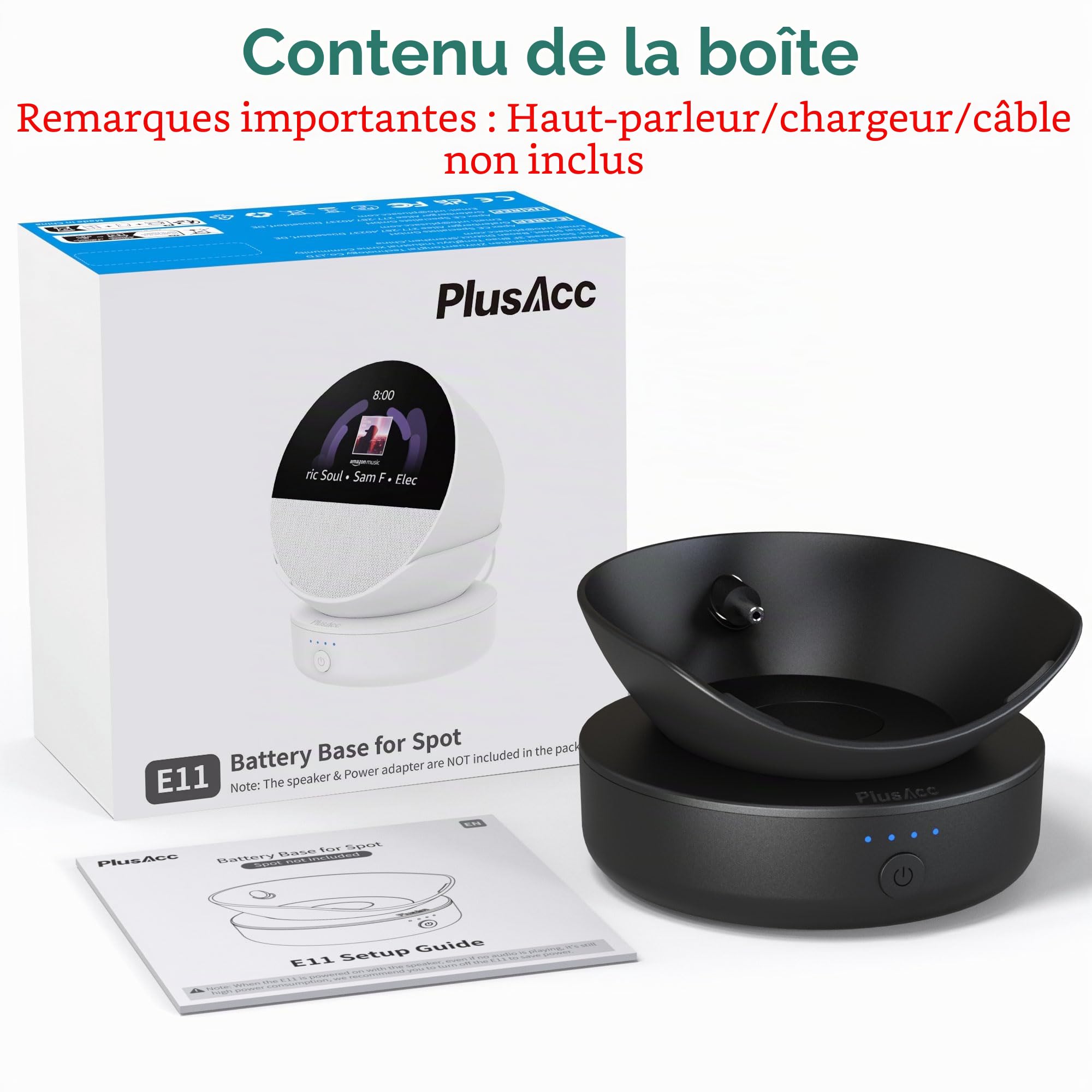PlusAcc Station de batterie portable pour spot, support de batterie rechargeable avec port de charge USB-C Power Bank pour iPhone (noir)