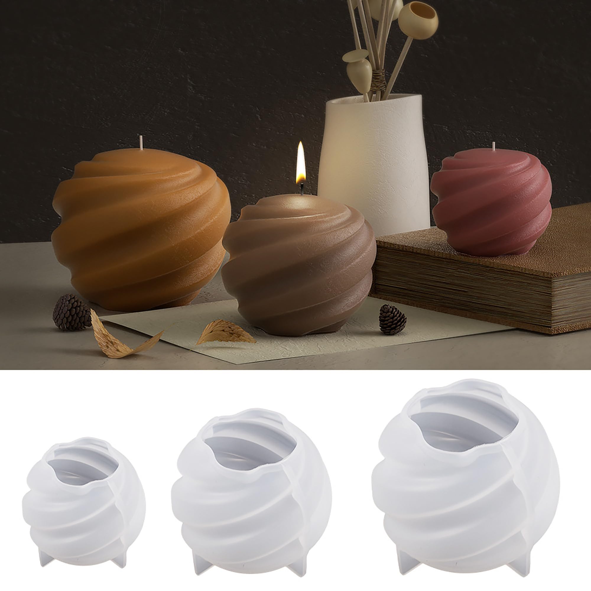 2 Pcs Arch Wave Spiral Candle Mold - Silicone Mold For Candles, Resin, Soap | DIY Craft Supplies - View #14