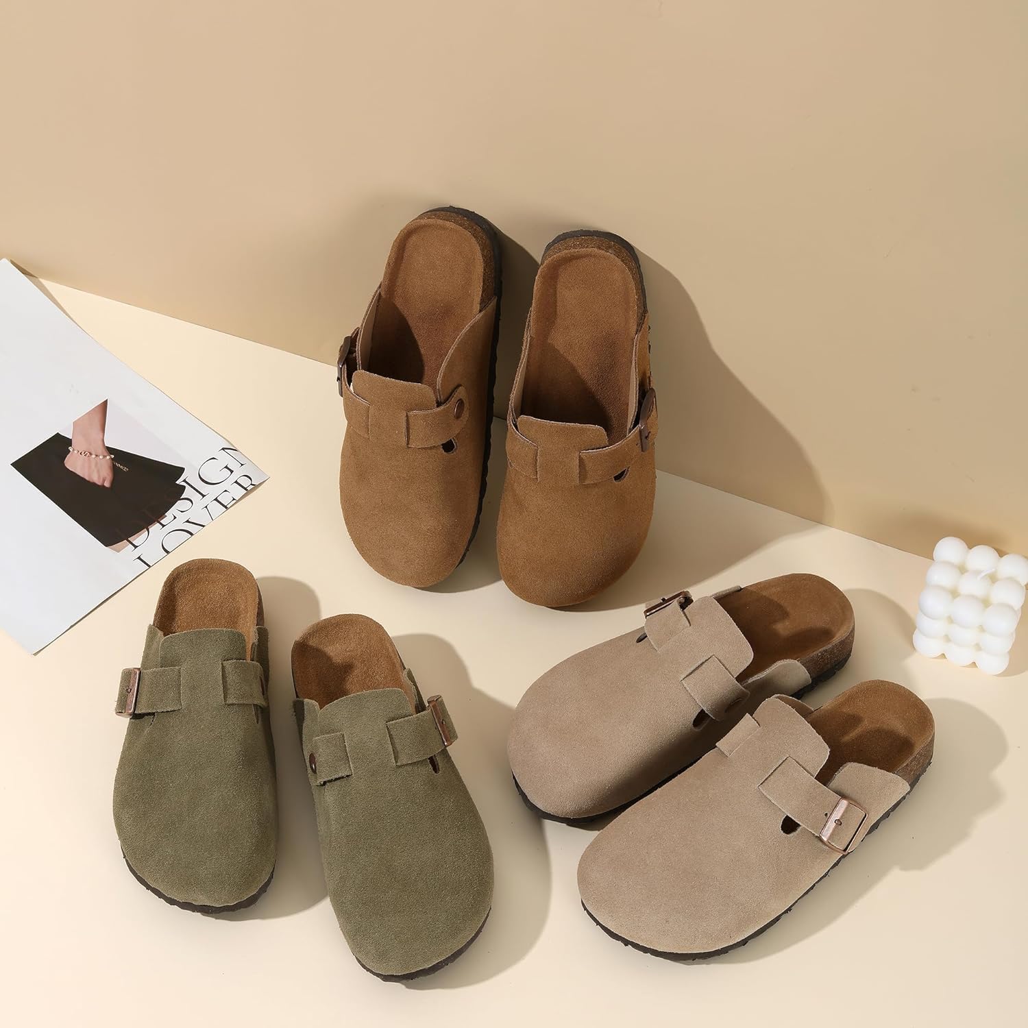 Women's Cow Suede Leather Clogs Summer Slip On Beach Mules Cork Footbed Sandals Potato Shoes with Arch Support and Adjustable Buckle Garden Slippers 6 71cwuNe6sWL. AC SL1500