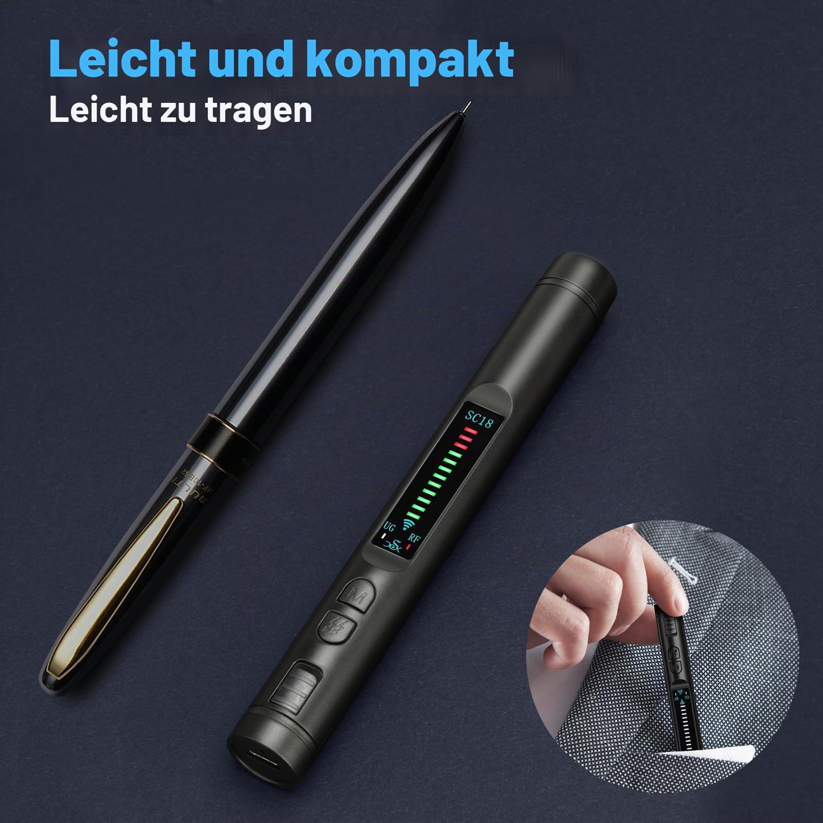 Wanzen Detektor, Versteckte Kamera Detector RF Wireless für GSM Tracker Abhörgeräte Funkkameras Wanzenfinder Infrarot Detector Starke Magnetische Spion Kamera Detector 5 Modi für Hotel Heim