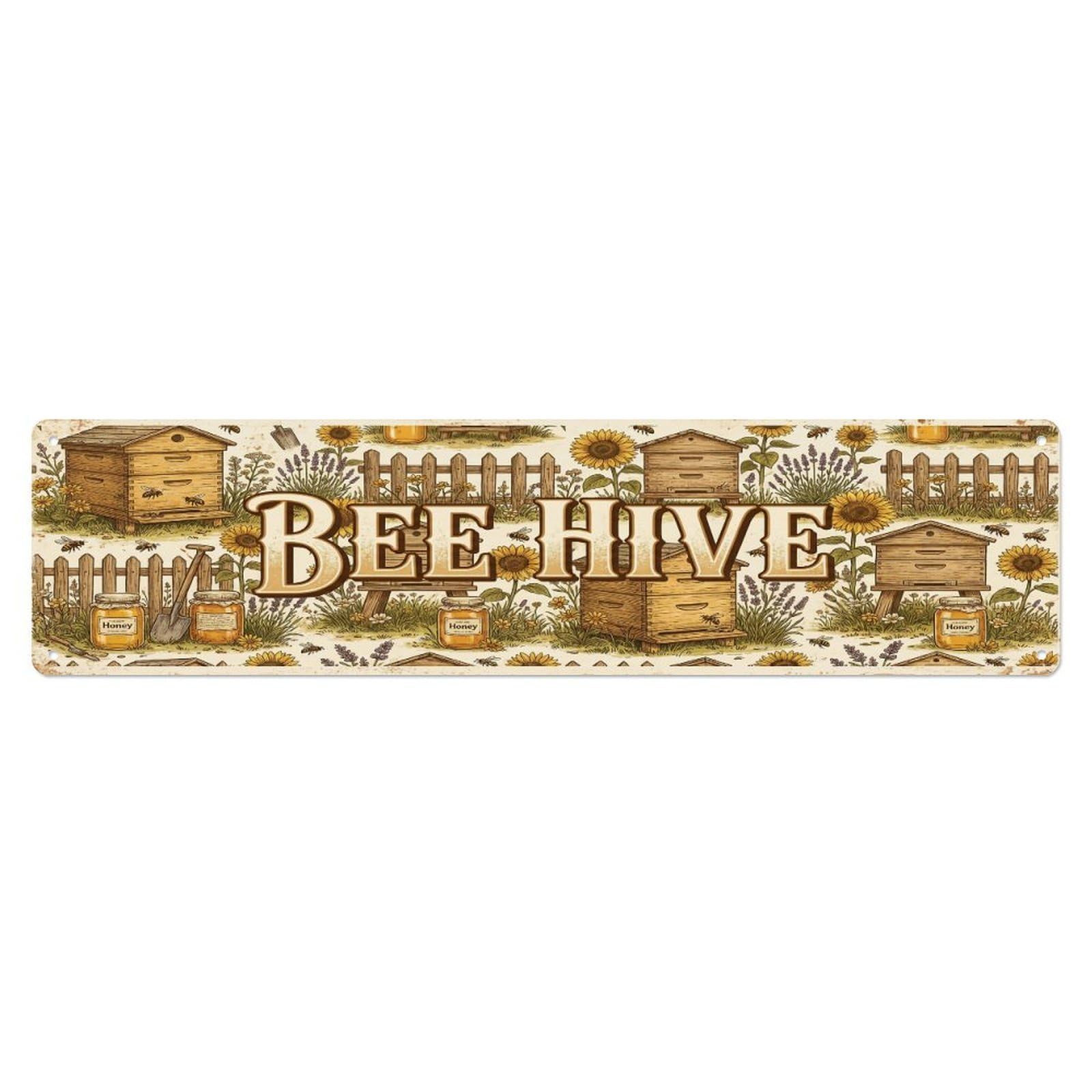 Okahys 4X16inch(10X40cm) Vintage Yard Hive Farmhouse Funny Bee Backyard Farm Metal Tin Sign