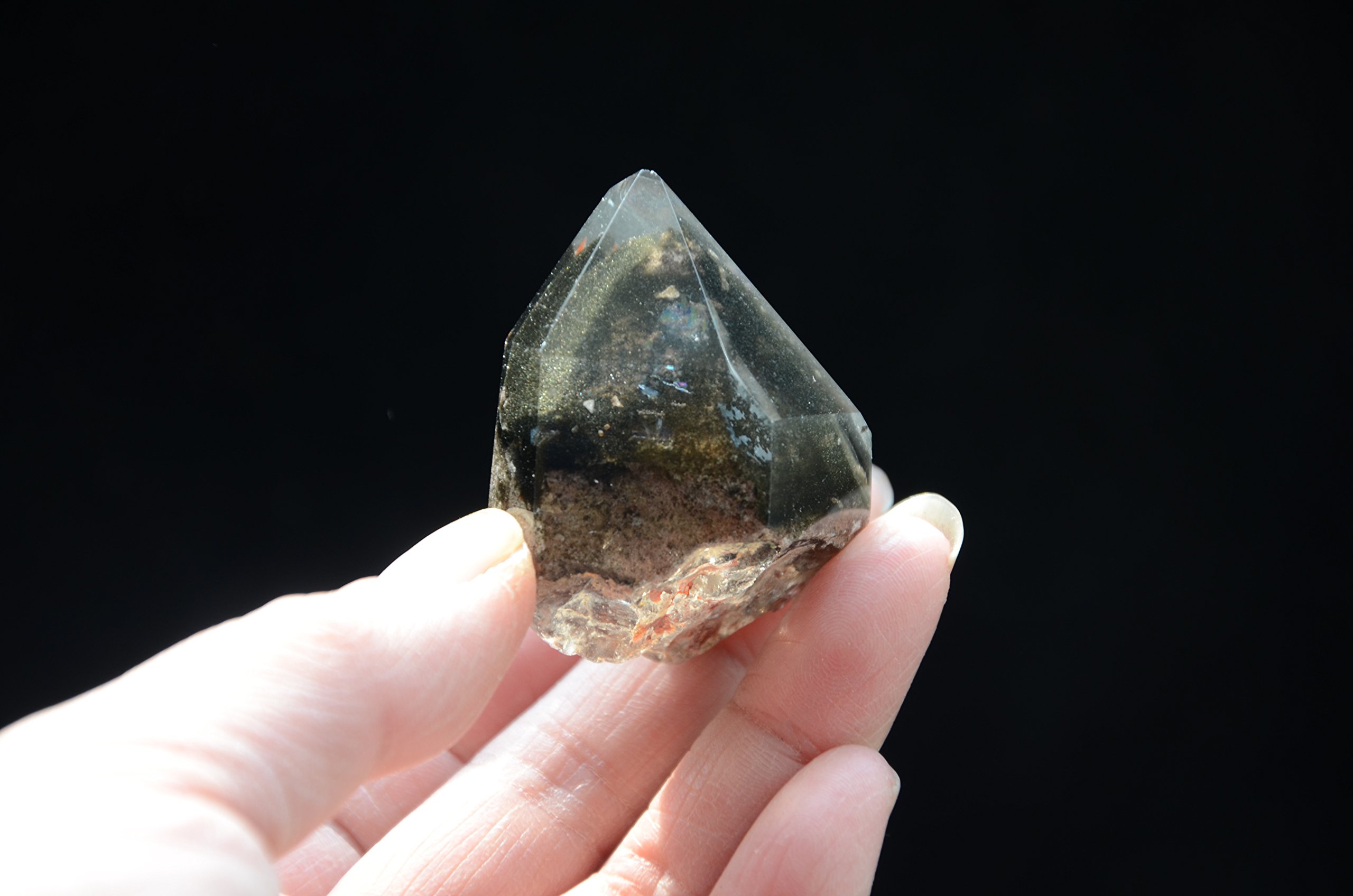 Real Tibet Himalayan High Altitude Clear 6 Sided Single Terminated Crystal Point Quartz Bacchetta da 1,77 Pollici con Fantasmi Verdi Spirituale Crystal Specimen