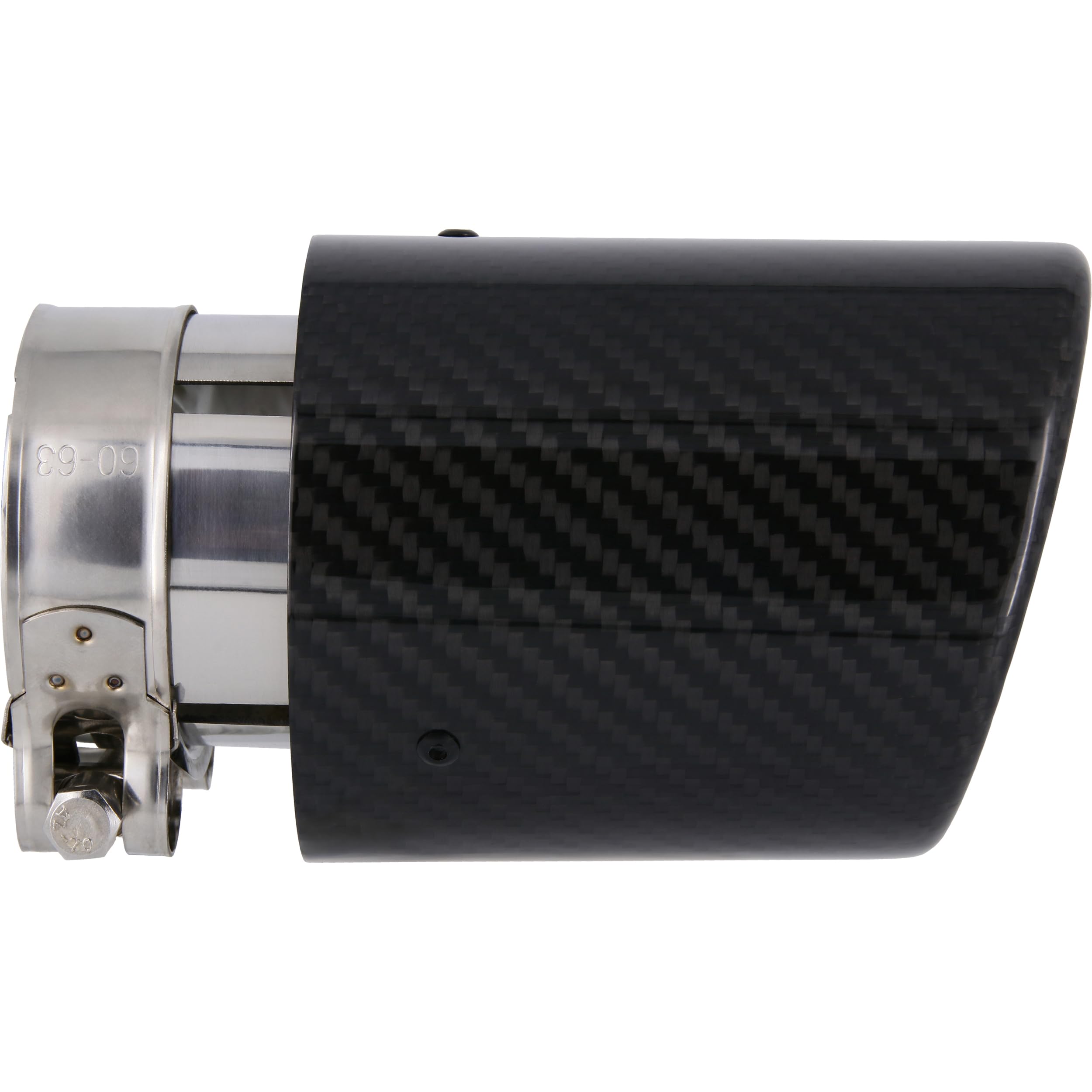 RECAMBO Auspuffblende schräg 150x90mm Edelstahl mit Carbon-Optik universal dezenter Sport-Look - einfache Montage - fester Sitz - aufwertende Heckoptik - langlebige Oberfläche - sauberes Finish