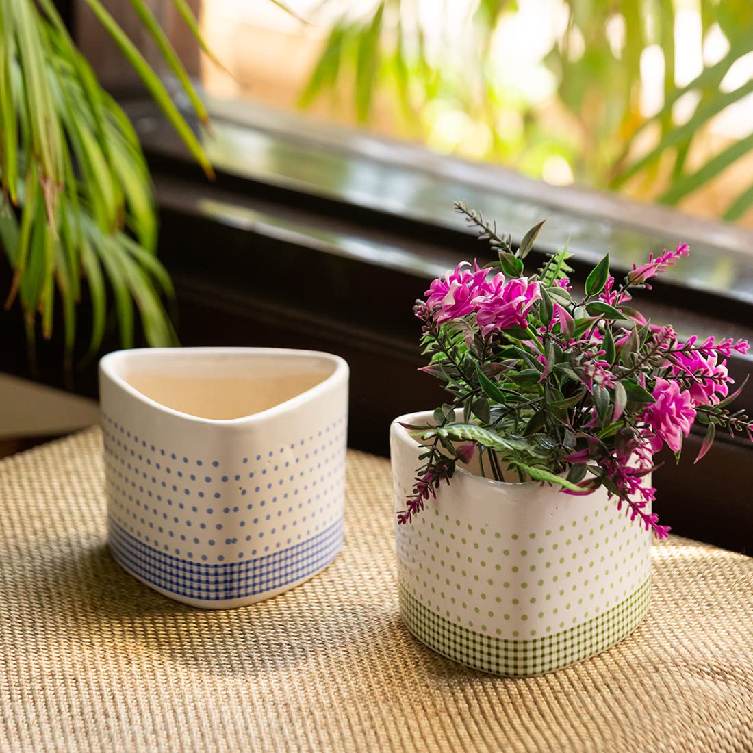 ExclusiveLane Ceramic Flower Pots for Home Decoration | Pastel Polka Handpainted Decorative Table Planters for Living Room Garden Decoration Items (Set of 2), Multicolor (B0B6G6C366) Amazon Price History, Amazon Price Tracker