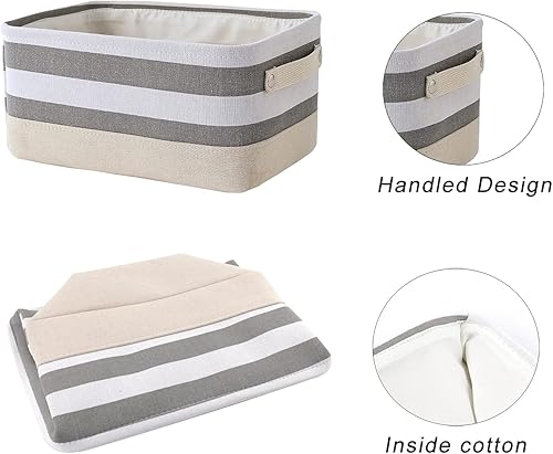 Miniatura 4 de SOUJOY Paquete de 4 cestas de almacenamiento para estantes, contenedores de almacenamiento de tela con asas, 15.9 pulgadas de largo x 12 pulgadas de