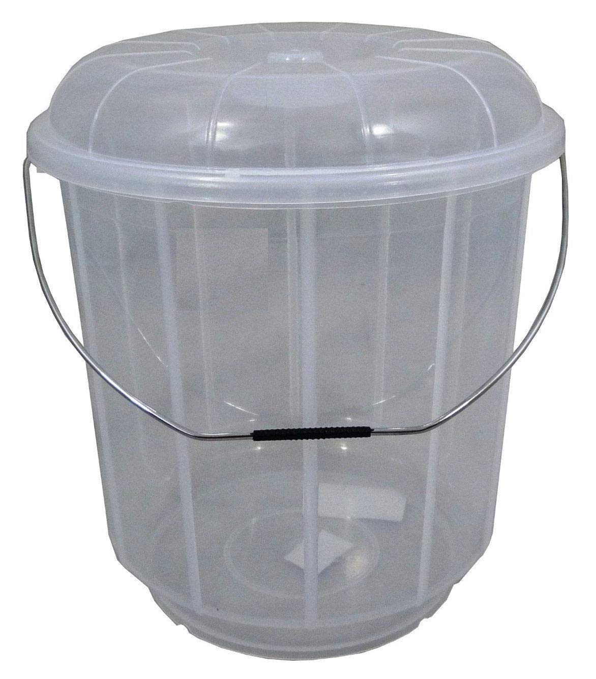 Muddy Hands Clear Multi Purpose Versatile Plastic Bucket With Lid & Carry Handle Kitchen Garden Cleaning Water Animal Bird Feed Pet Food Storage Container Box (25 Litre)