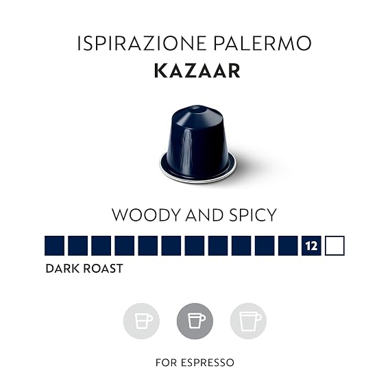 Nespresso Original, Palermo Kazaar, Dark Roast, 50-Count Espresso Pods | Capsules Coffee Pack of 1