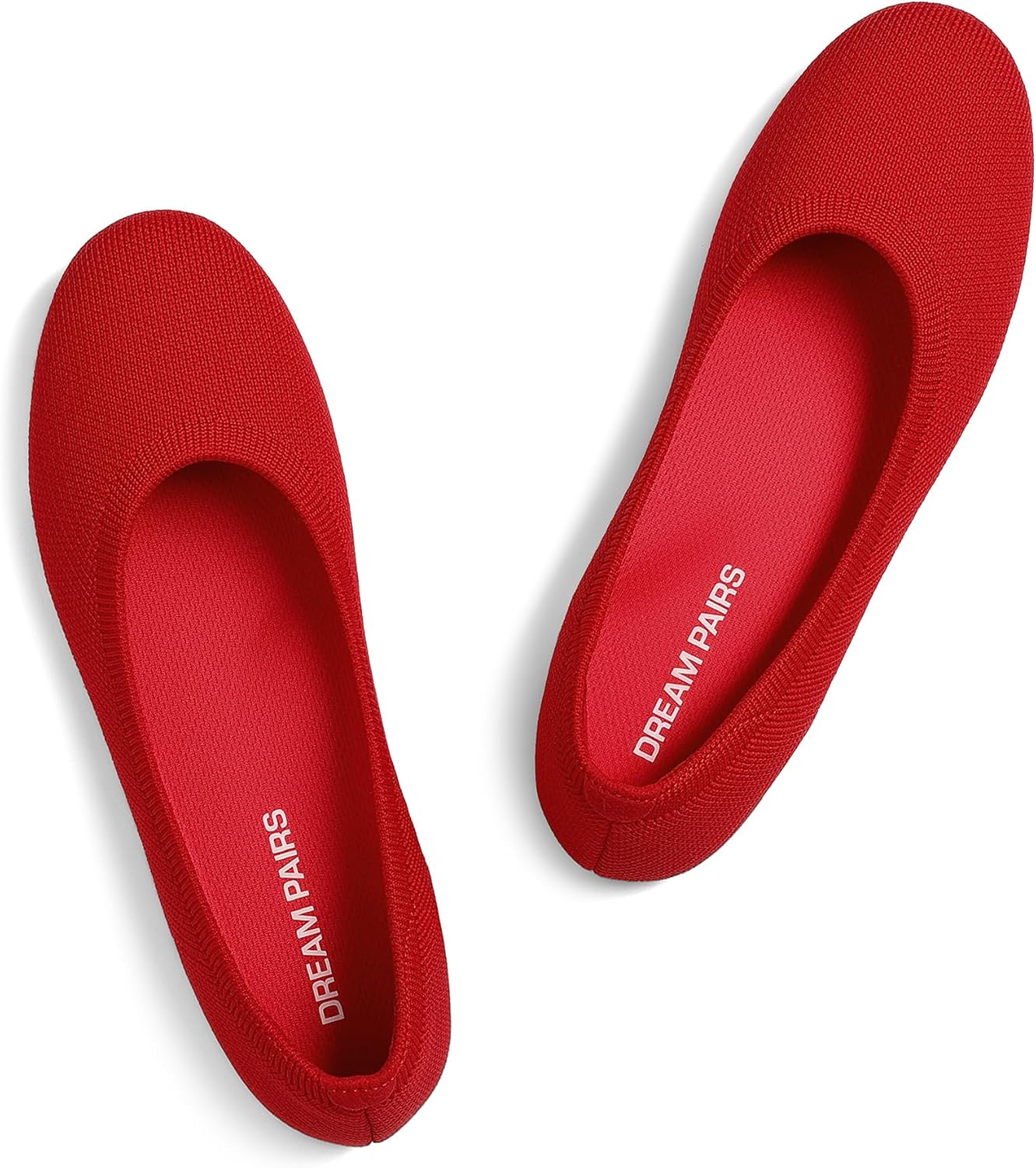 DREAM PAIRS Ballet Flats Shoes for Women, Foldable Knit Women's Flats with Arch Support, Comfortable Shoes for Women Dressy Casual Work Office