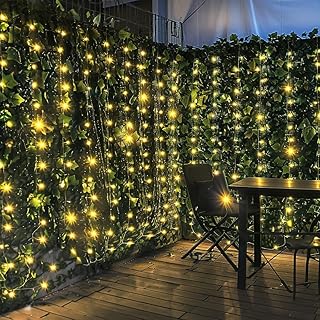 Artificial Ivy Privacy Fence with Lights 120x40in Grass Wall Screen Fake Vines Balcony Fence Privacy Screen Cover, Faux Ivy Leaf Hedge Panels Wall Decoration
