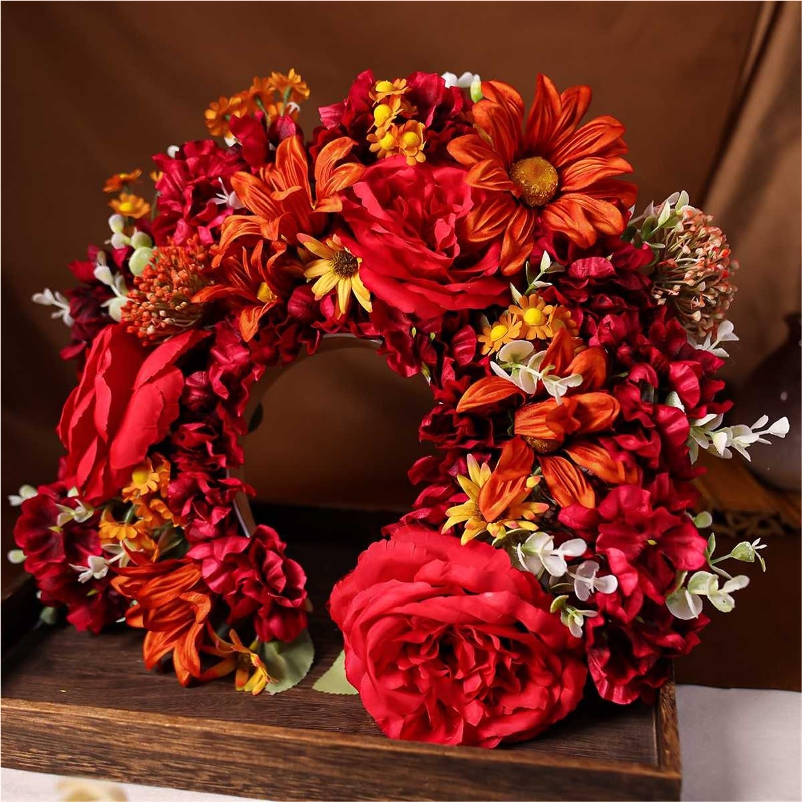 Women Head-Dress Colorful Flower Headband Hair Wreath Wedding Party Costume Headpiece For Bridal Fashion Accessory(14)