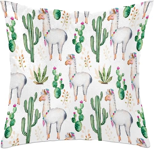Fundas de almohada de cactus de animales tropicales de 16 x 16 pulgadas, fundas de almohada cuadradas decorativas, fundas de cojín suaves para sofá,
