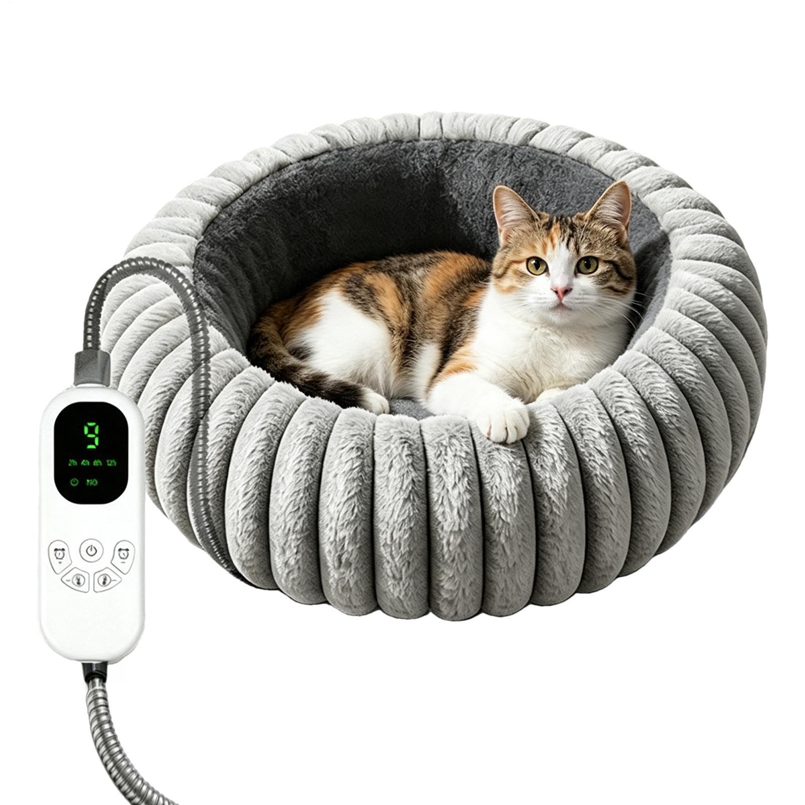 Cuccia Riscaldata Per Gatti Divano Rotondo Riscaldabile Regolabile Con 9 | Cuccia Rotonda per Gatti Casa Interno Esterno Soggiorno Camera Da Viaggio