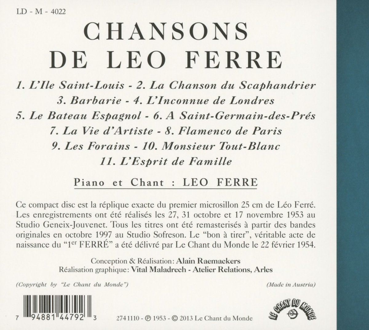 Chansons Oe Leo Ferre