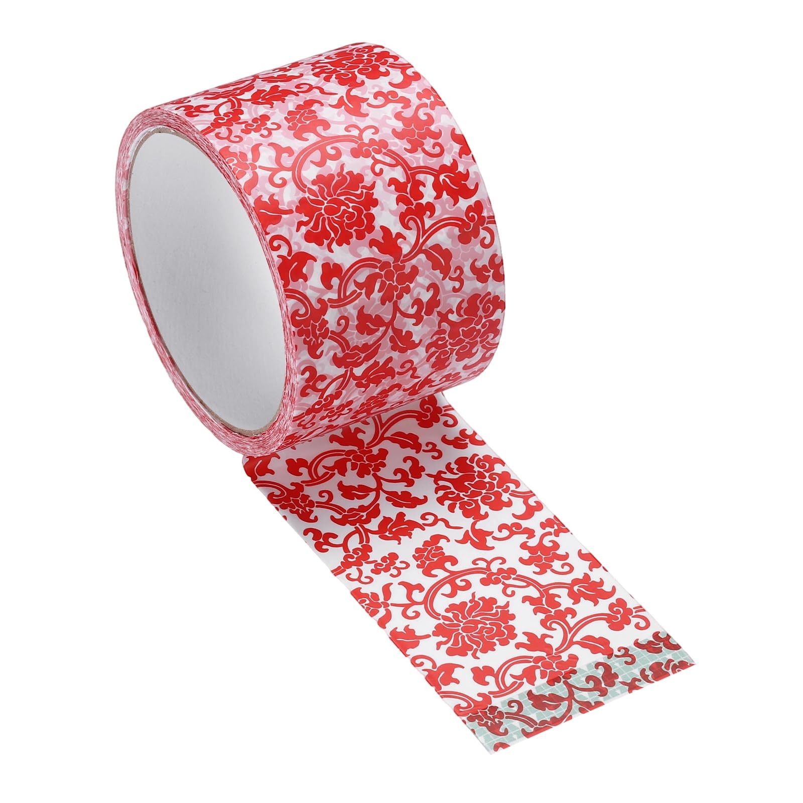 Cinta Washi de 98 pies autoadhesiva con estampado floral rojo para decoración de manualidades 7