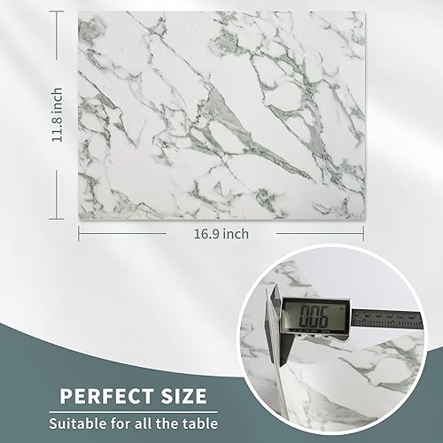 Miniatura 7 de Juego de 6 manteles individuales de cuero, manteles individuales de mármol para mesa de comedor, resistentes al calor, manteles individuales