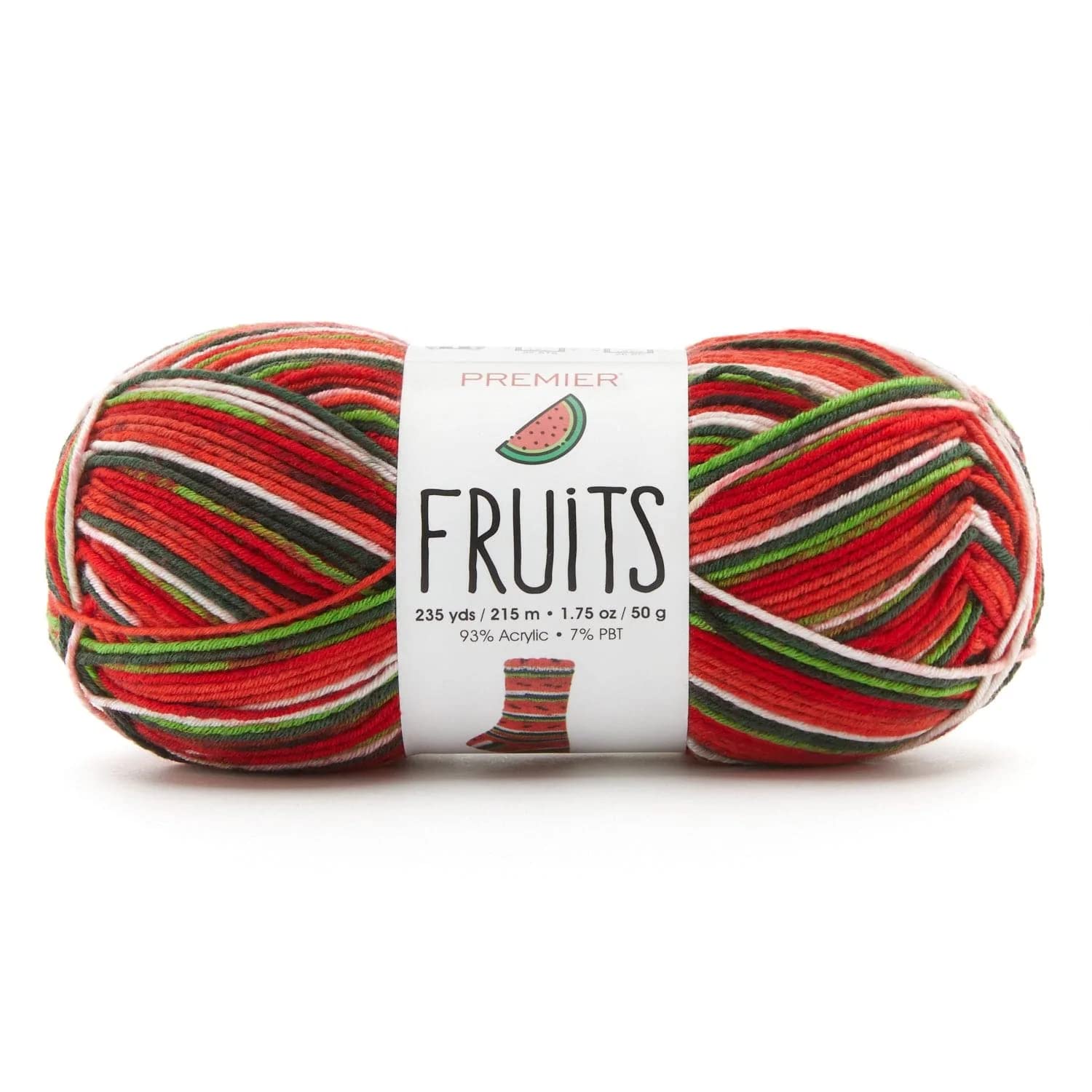 Premier YarnsFruits Yarn, Acrylic Yarn for Crocheting and Knitting, 235 yds, Watermelon