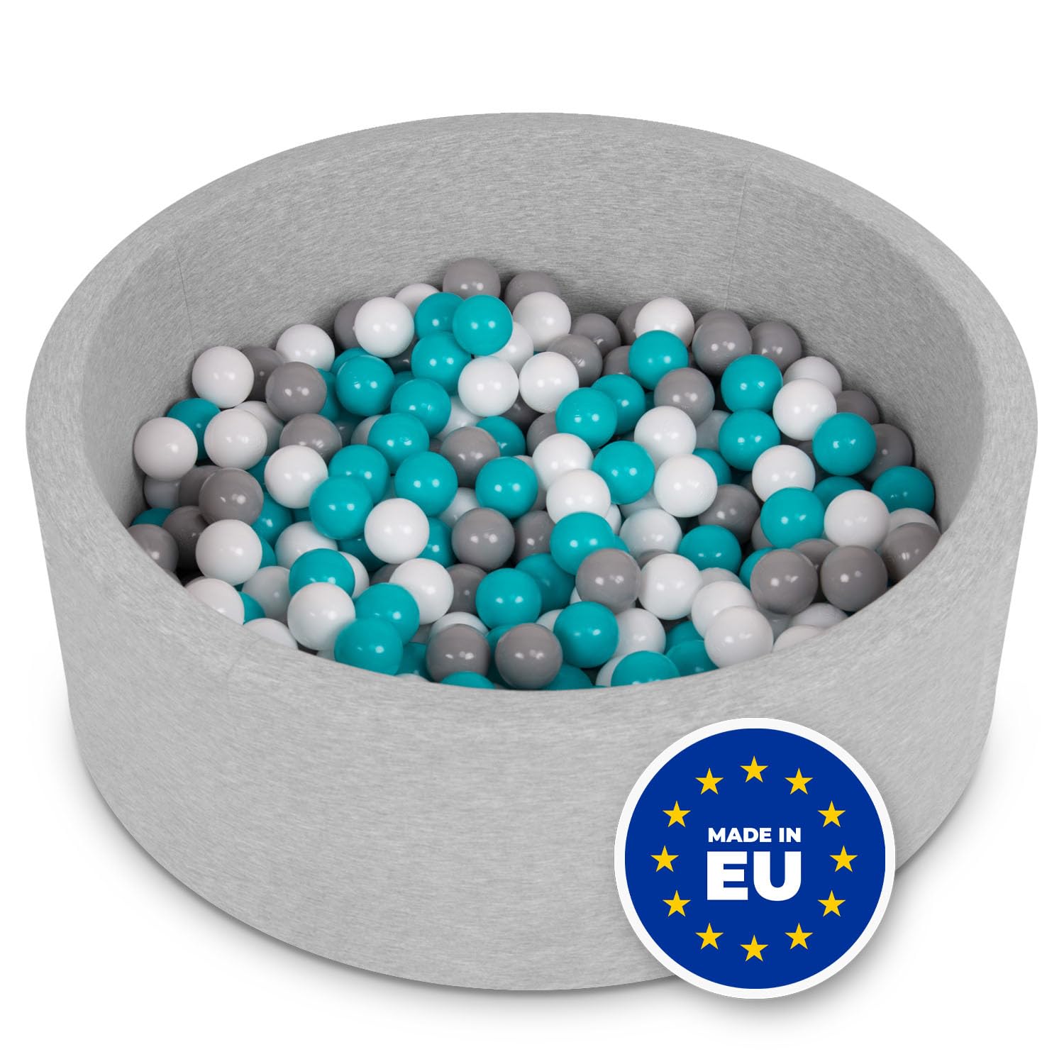 Selonis Soft Ball Pit Pool 90X30cm/NO Balls Round For Baby Toddler Foam, Light Grey
