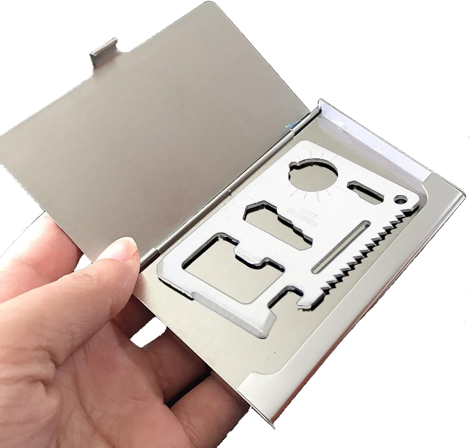 Professional Stainless Steel Business Card Holder, Durable And Handy For Business Man, Excellent Opportunity To Leave The Powerful First Impression, Including Multi-tool Card