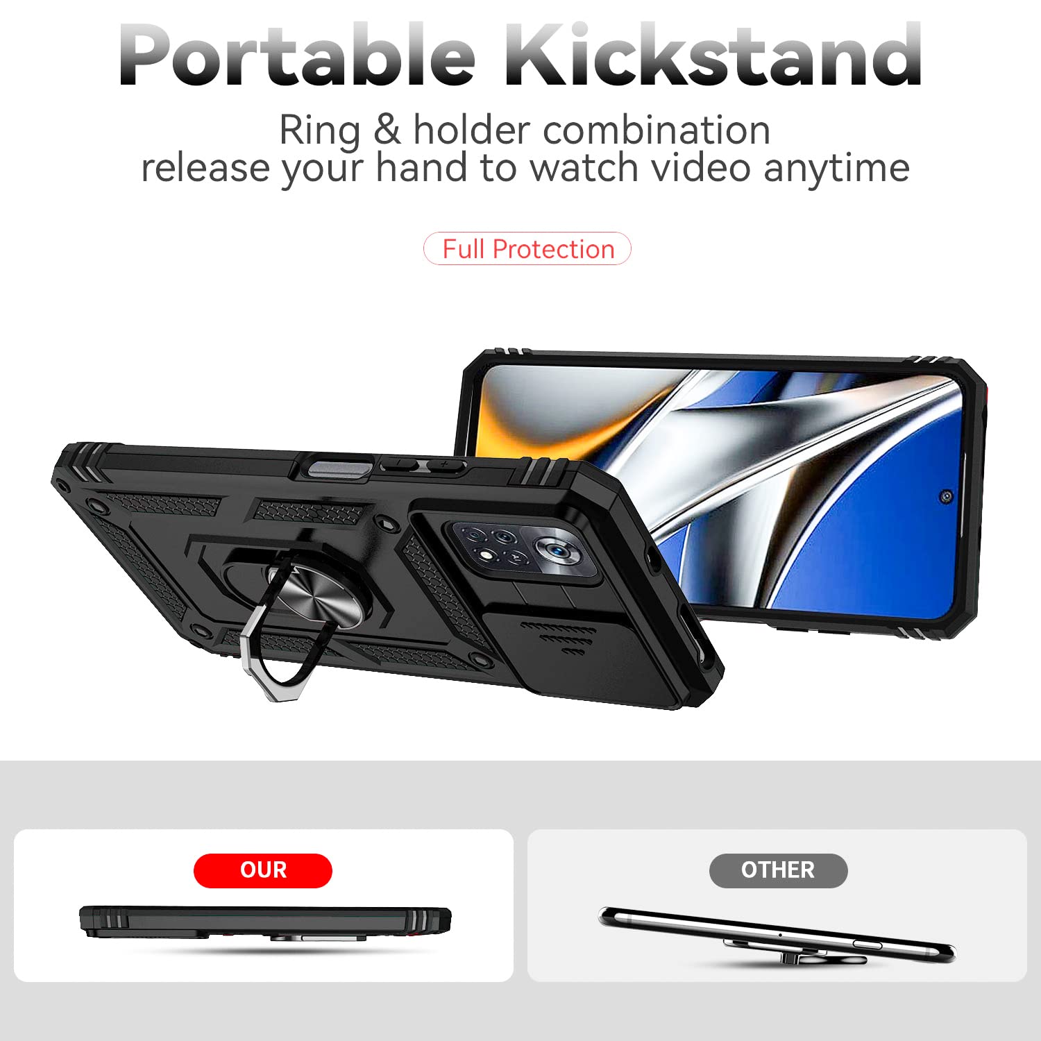 Cover Xiaomi Poco X4 Pro 5G con anello - Nera