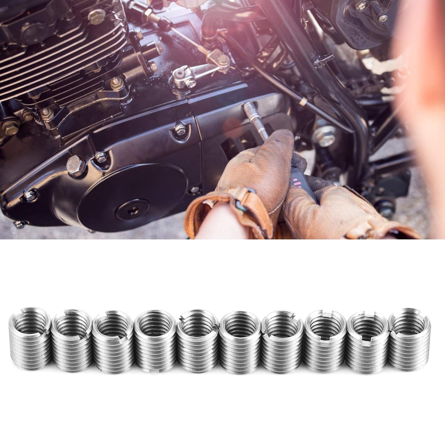10Pcs Insert Nut Insert Nut Repair Nut Male Thread Repair Stainless Steel Slotting Sleeve Screw Repair Tool Kit Sleeve Repair Tool Male Thread Nut