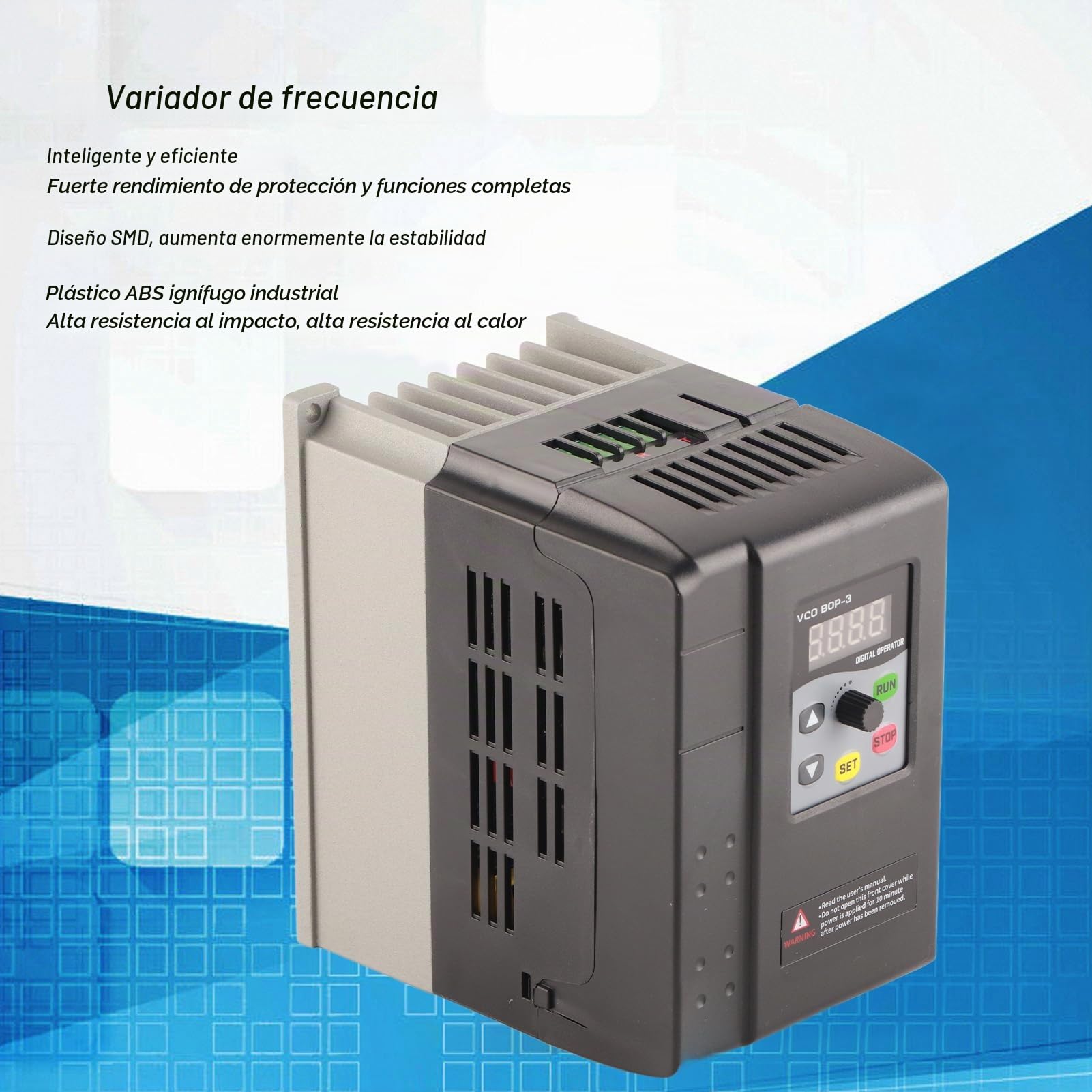 Convertidor Monofásico a Trifásico, Soporte de Variador de Frecuencia Variable Monofásico 220-240 V Ca Entrada Y Salida Trifásico 0-240 V Ca(2.2kw 9.5A)