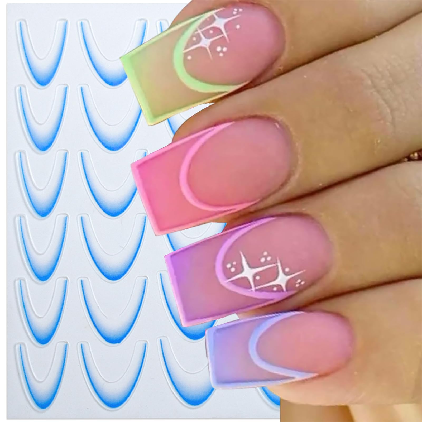 12 Stück French Tip Nagelaufkleber Set - 12 Farben, Selbstklebend & Wiederverwendbar Für Einfaches DIY Nail Design