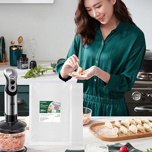 Miniatura 4 de Bonsenkitchen Bolsas selladoras al vacío, 200 unidades de 8 pulgadas de ancho x 12 pulgadas de alto, sin BPA, grado comercial, bolsas gruesas en