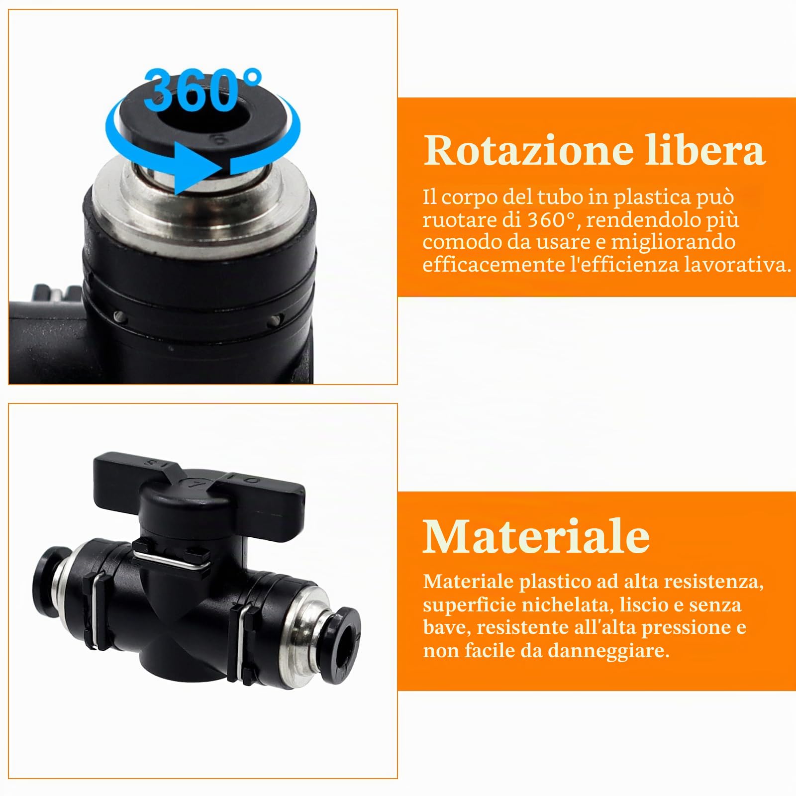 CONNECTION 6 Pezzi Valvola a Sfera Pneumatica 6 mm Connettore Pneumatico Dritto Raccordi per Valvole di Controllo Flusso D'aria Controllo Valvola a Sfera per Tubo Pneumatico e Controllare Gas