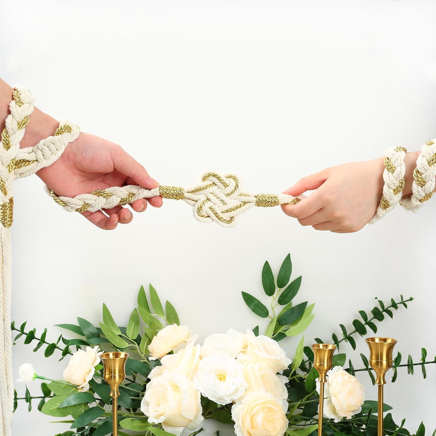 Handfasting Cord for Wedding - LIKEYO Handfasting Cord Wedding Cord, Gold Wedding Rope, Traditional Celtic Pattern Handfasting Ribbon for Wedding Ceremony