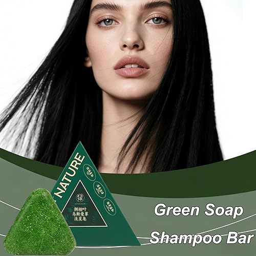 Miniatura 6 de NovaCharm 1 paquete Nature Seven Green Soap Shampoo Bar-Hair Strengthening Nature Triangle Shampoo Bar para adultos Usman Grass Sampoo-Para todo