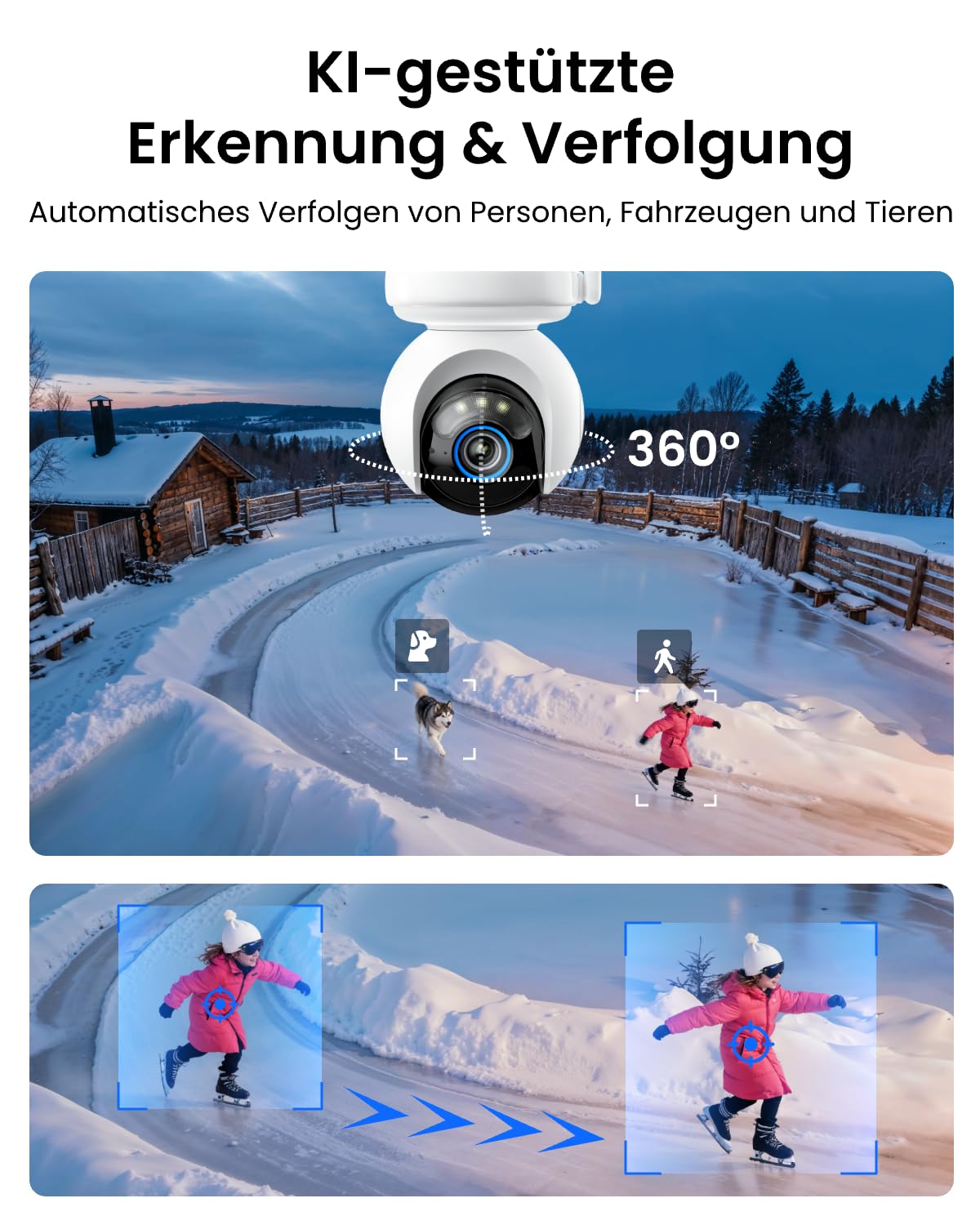 Reolink 4G LTE Überwachungskamera mit SIM Karte, 360° Auto-Tracking, 20000mAh Akku, Voraufzeichnung, ColorX-Nachtsicht, 4MP PT LTE Kamera Outdoor ohne WLAN, KI Erkennung, Altas Go PT+12W Solarpanel