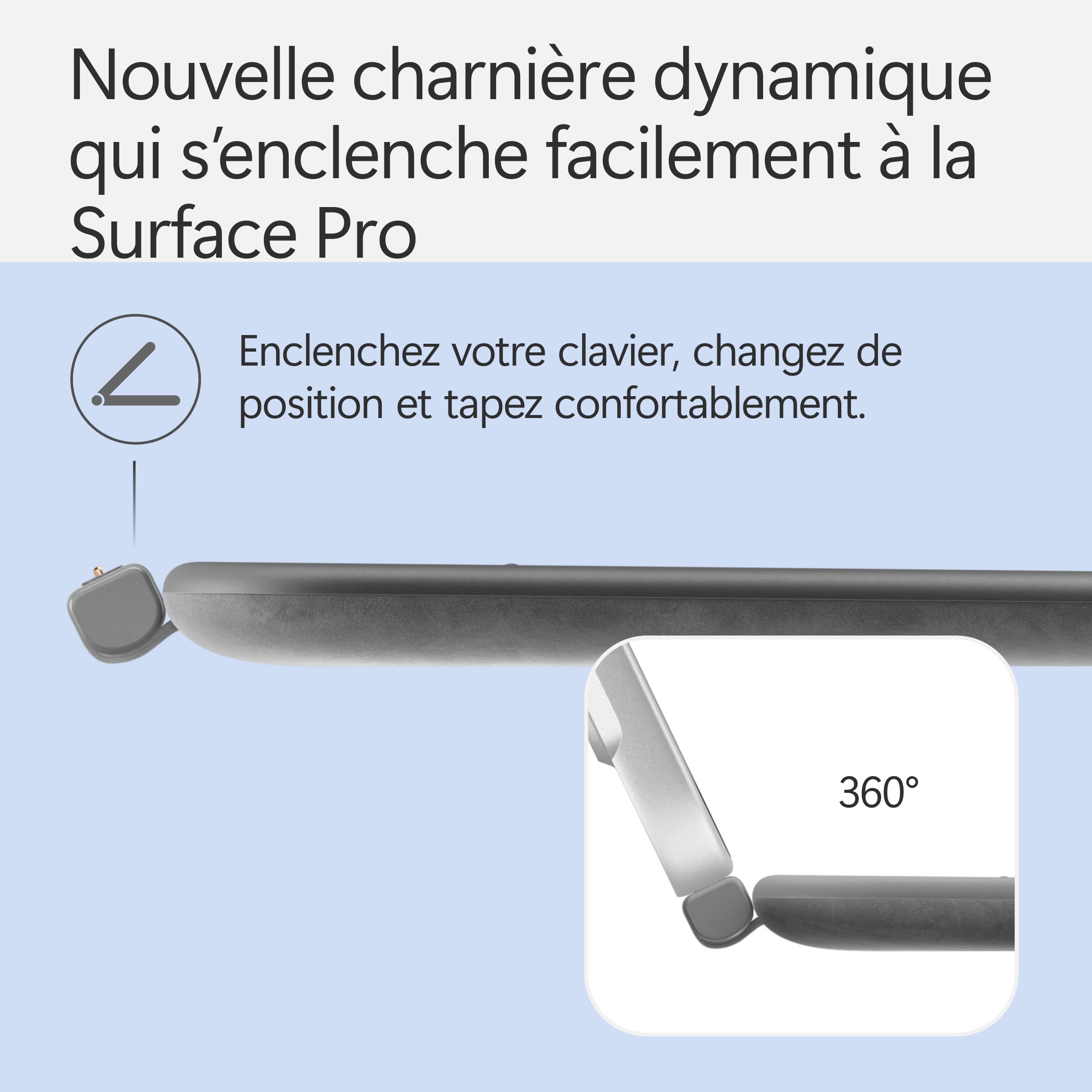 Clavier Microsoft Surface Pro 12'' | Ardoise | AZERTY | Compatible Surface Pro 12 pouces (1ère édition)