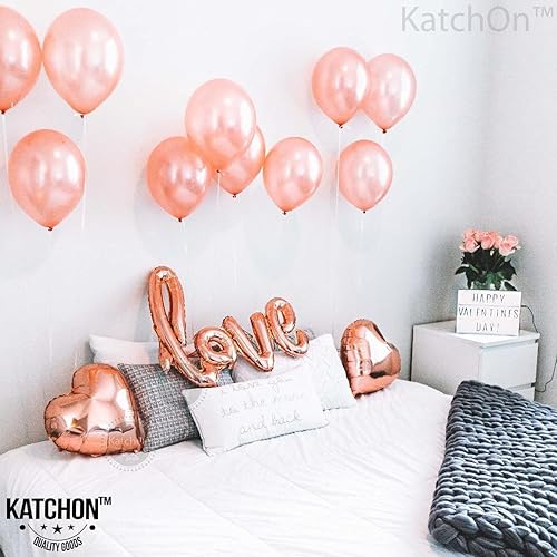Vista 5 de Katchon - Set decorativo de globos de papel de aluminio, diseño "love", corazón, rosado