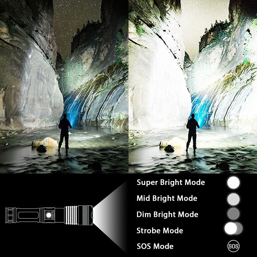 Rechargeable Tactical Flashlight Resistant Zoomable Photo