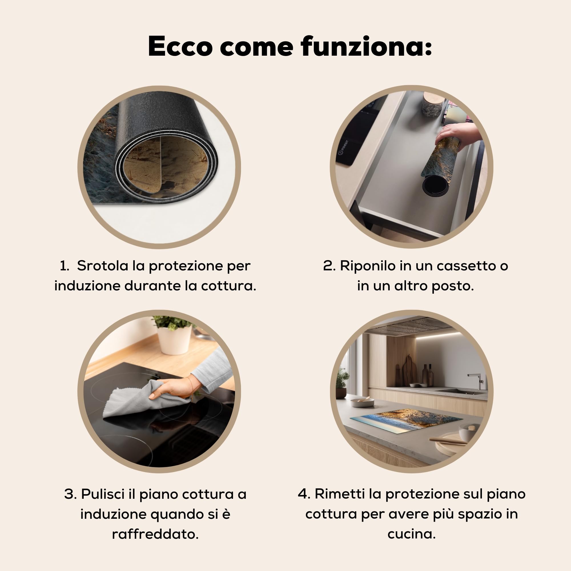KitchenYeah© Copri Piano Cottura 59x52 cm Coprifornelli Tappetino per Induzione Fornello Tutto per la Cucina Spiaggia - Mare - Dune