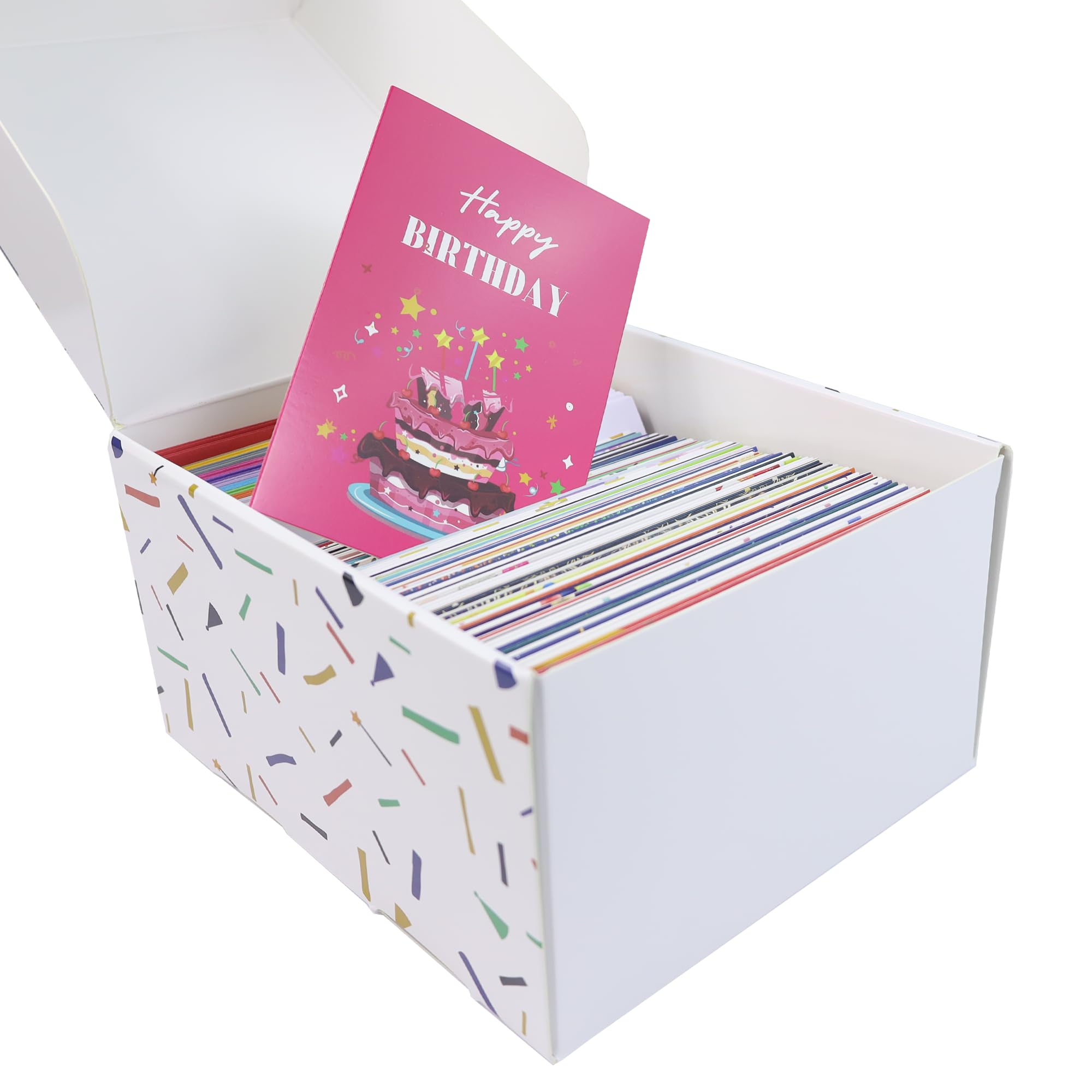 Dessie Assortimento di 80 biglietti di auguri di buon compleanno – Biglietti di compleanno sfusi con buste, messaggio all'interno, scatola e sigilli d'oro – Confezione multipla di biglietti di