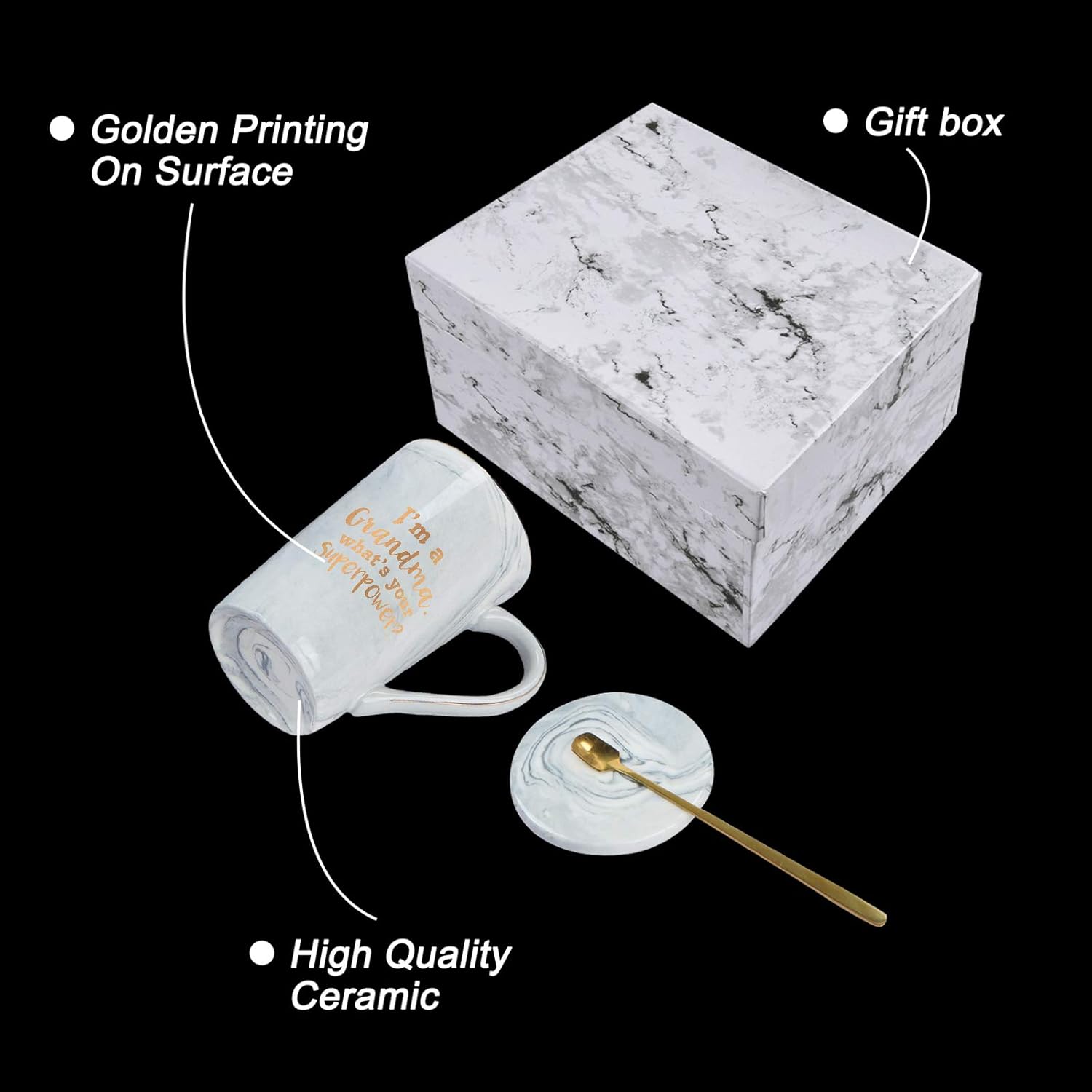 Prоmо Dіѕсоunt Uр Tо 70% оƒƒ Grandma Coffee Mug I'm a Grandma What's Your SuperPower Best Grandma Mug Cup Funny Christmas Birthday Gift for Grandma Marble Coffee Mug with Box Coaster Spoon Gray 14 Oz