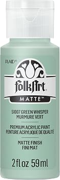 FolkArt Acrylic Craft Paint, Green Whisper 2 fl oz Premium Matte Finish Paint, Perfect For Easy To Apply DIY Arts And Crafts, 51007