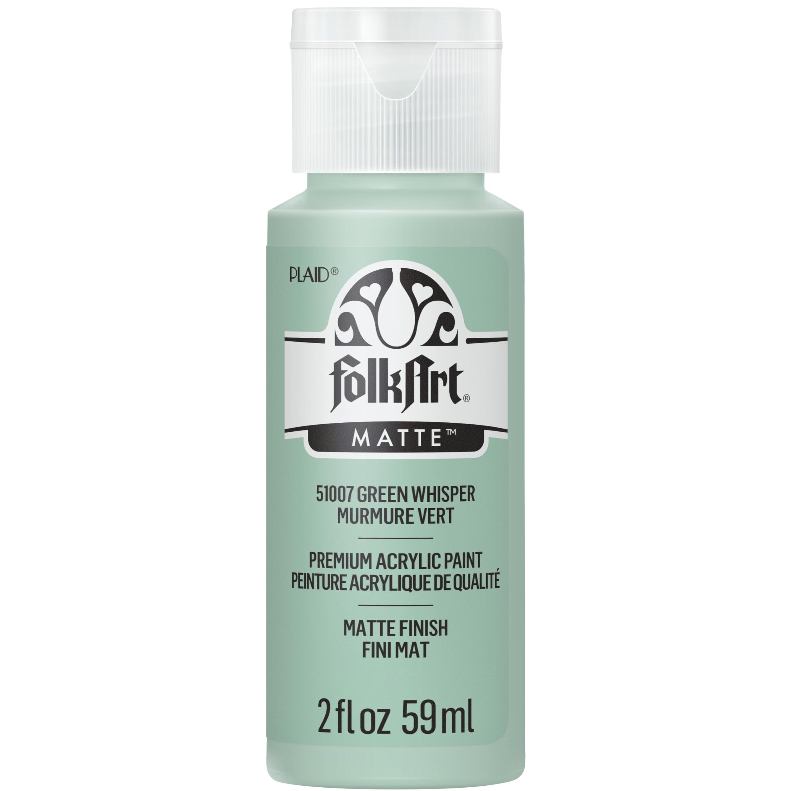 FolkArt Acrylic Craft Paint, Green Whisper 2 fl oz Premium Matte Finish Paint, Perfect For Easy To Apply DIY Arts And Crafts, 51007