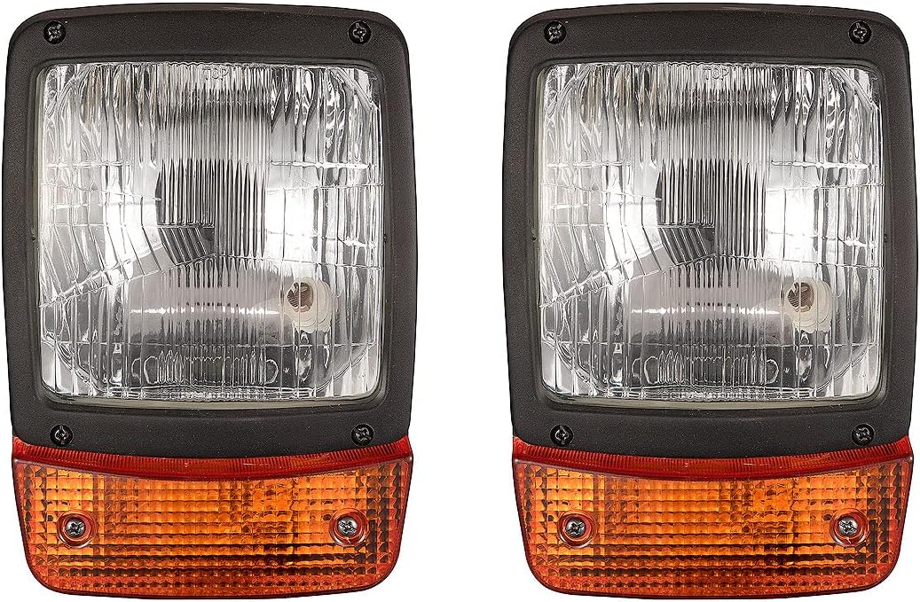 JCB Headlight for Backhoe Loaders, Loadall, Telehandlers, Universal 2CX,3C, 3CX, 3D, 3DX, 4C, 4CN, 4CX - Amber/Clear Lens 12V Head Lights With Indicator, Replacement JCB Part 700/38400