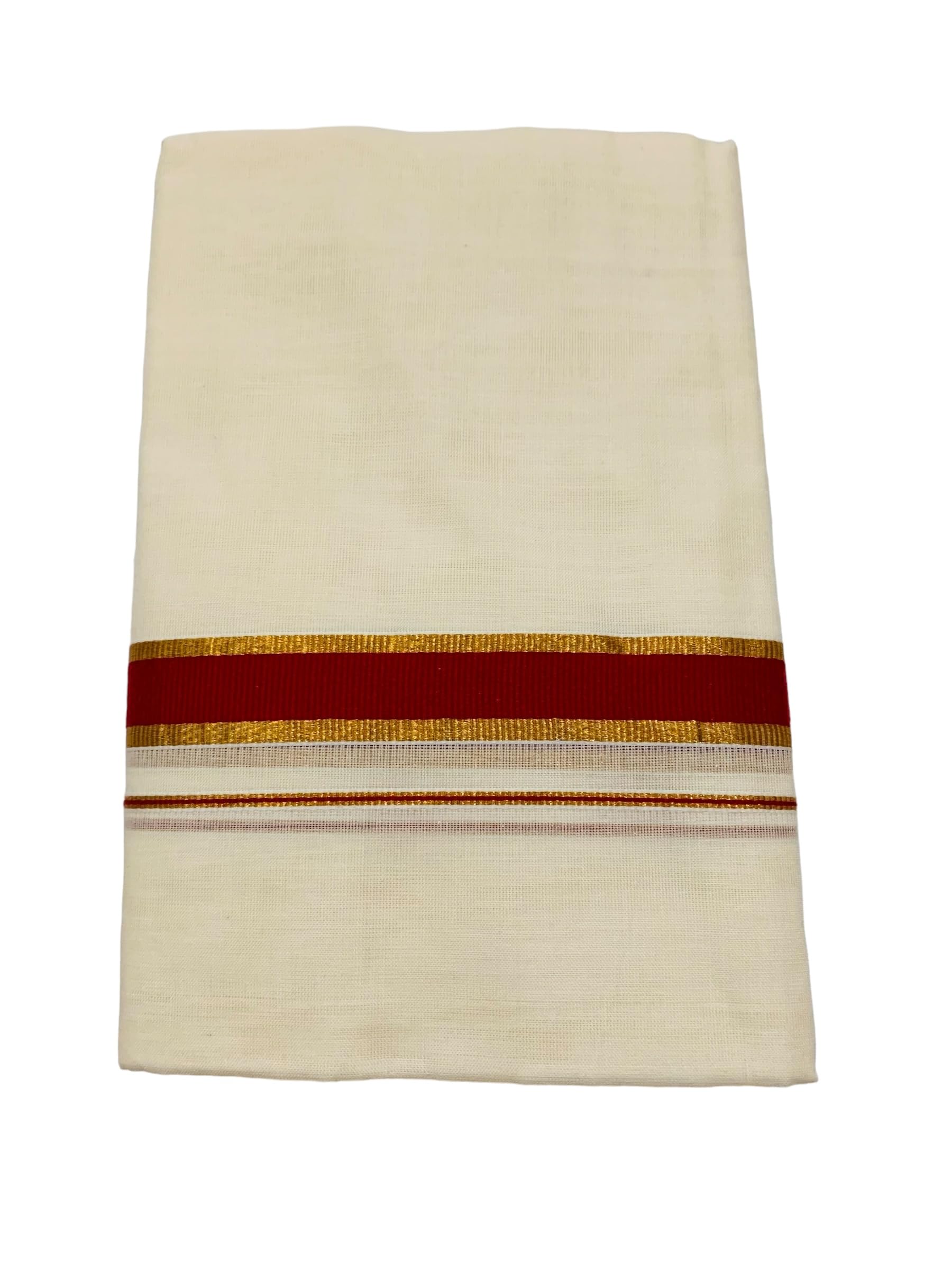 ALLUVYKuthampully Men's Kerala Kasavu Dhothi Cotton | Golden Kerala Kasavu Mundu | Plain Cotton Dhoti For Men | Traditional South Indian Kasavu Mundu | EKM-604 | Pack -1