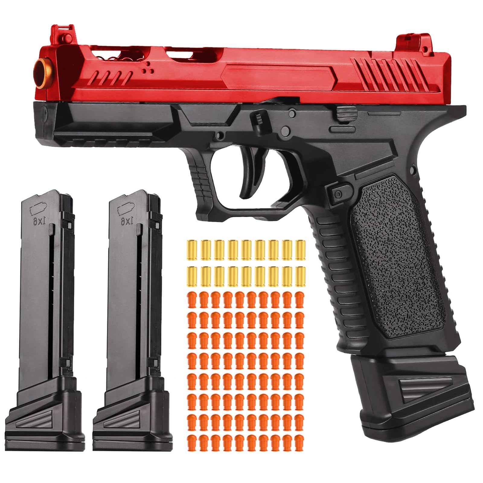 Toy Gun - Stress Shot Toy Gun with Semi-Automatic Mode, Red and Black