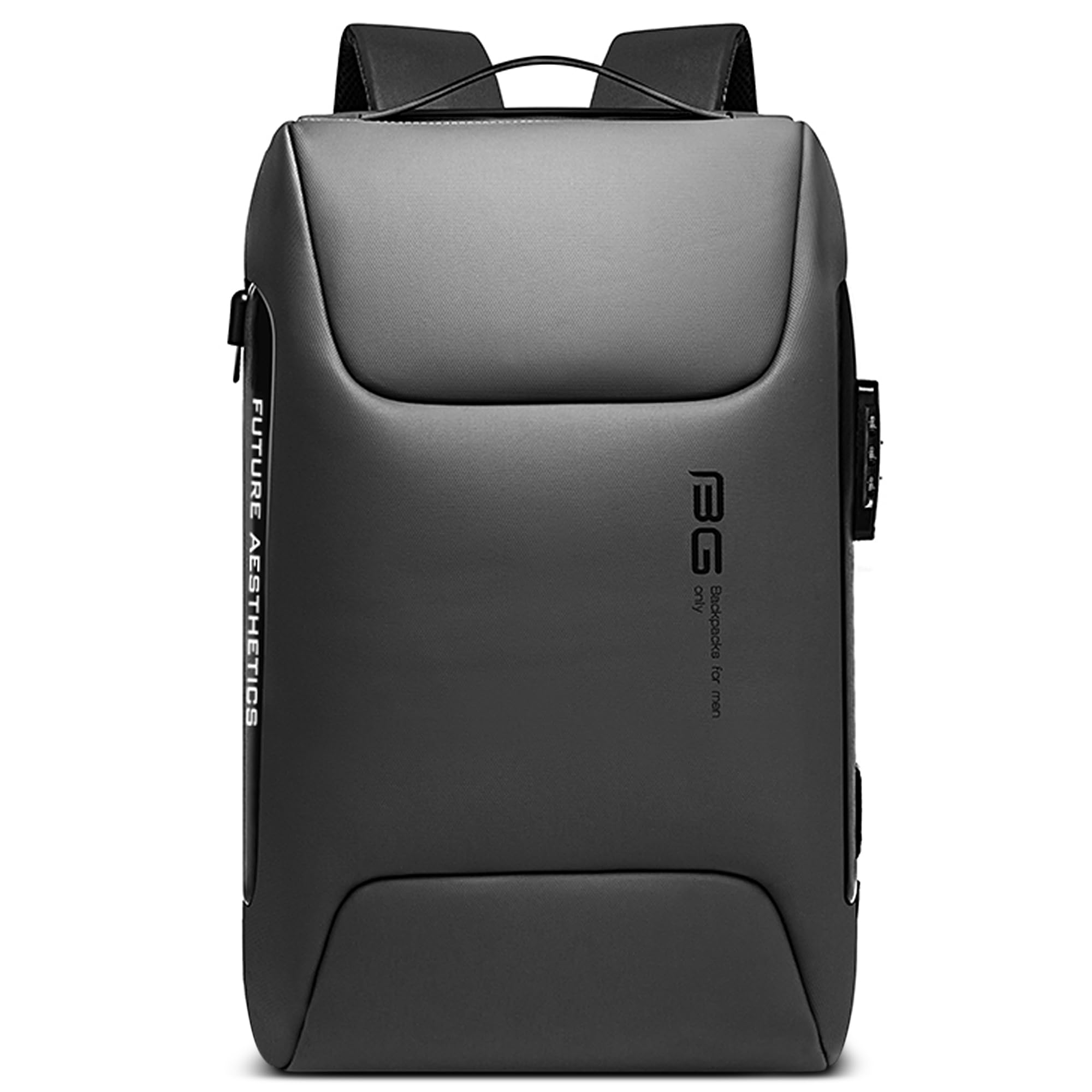 VARLIVOO Hombre Mochila USB Port Estudiante Mochila 15,6" Portátil Universitaria Anti-Robo Contraseña Cerradura Mochila de Hombre Trabajo Viajar Colegio Impermeable Polyester Gris