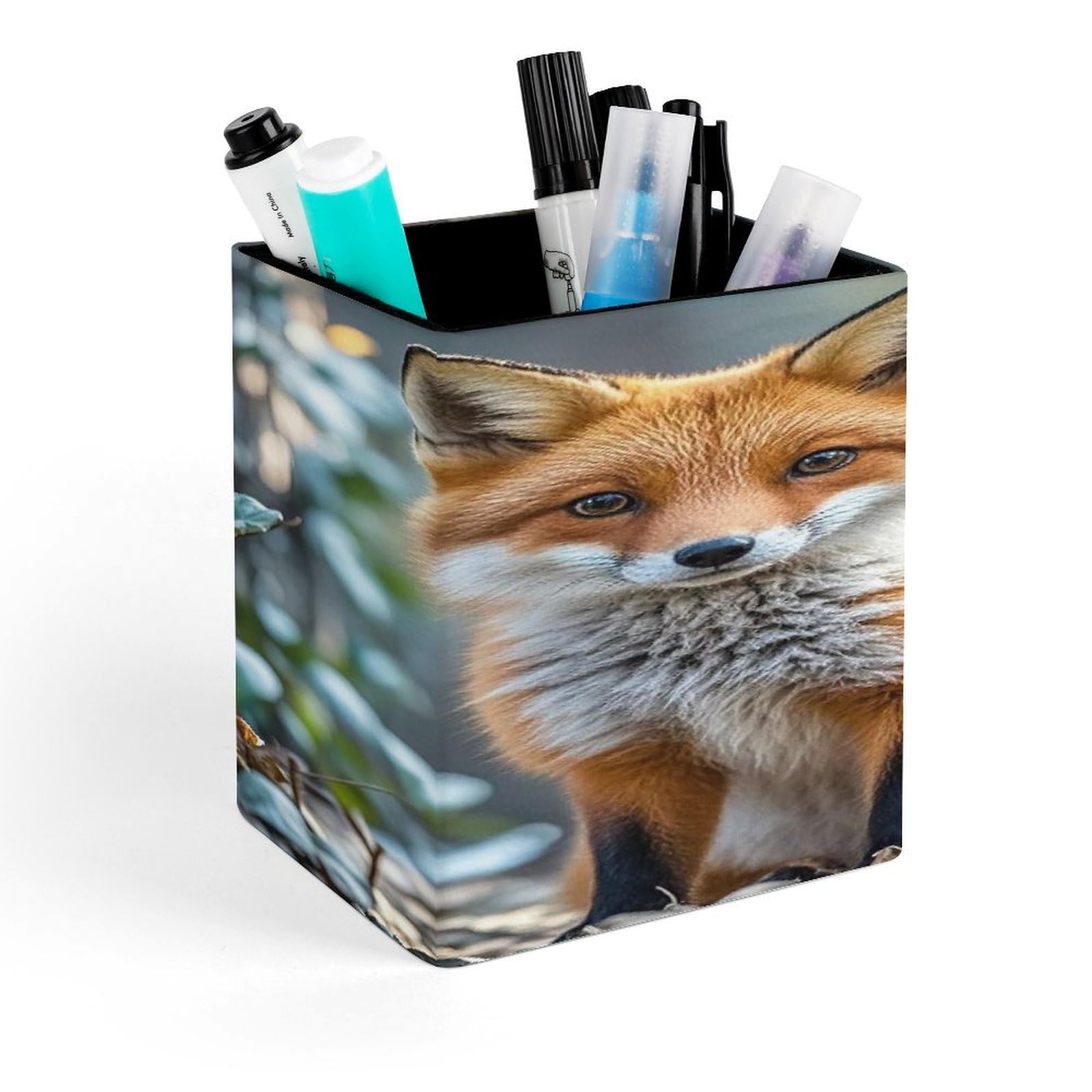 LZQPOEAS Fox Shape Theme Pen Holder Modern Design Desktop Stationery Organizer Simple&Modern Minimalist Makeup Organizer Multi-Functional Pencil Holder for Office Home