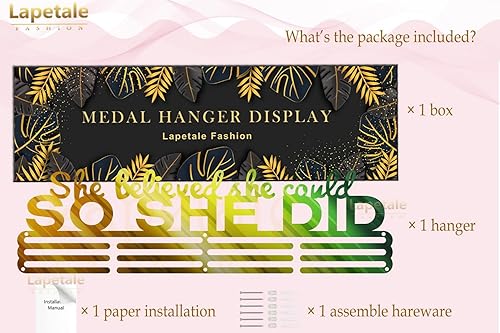 Miniatura 16 de Soporte de medallas deportivas para colgar medallas, estante de pared de 16 pulgadas de largo, premios, cinta, animación, gimnasia, fútbol, softbol