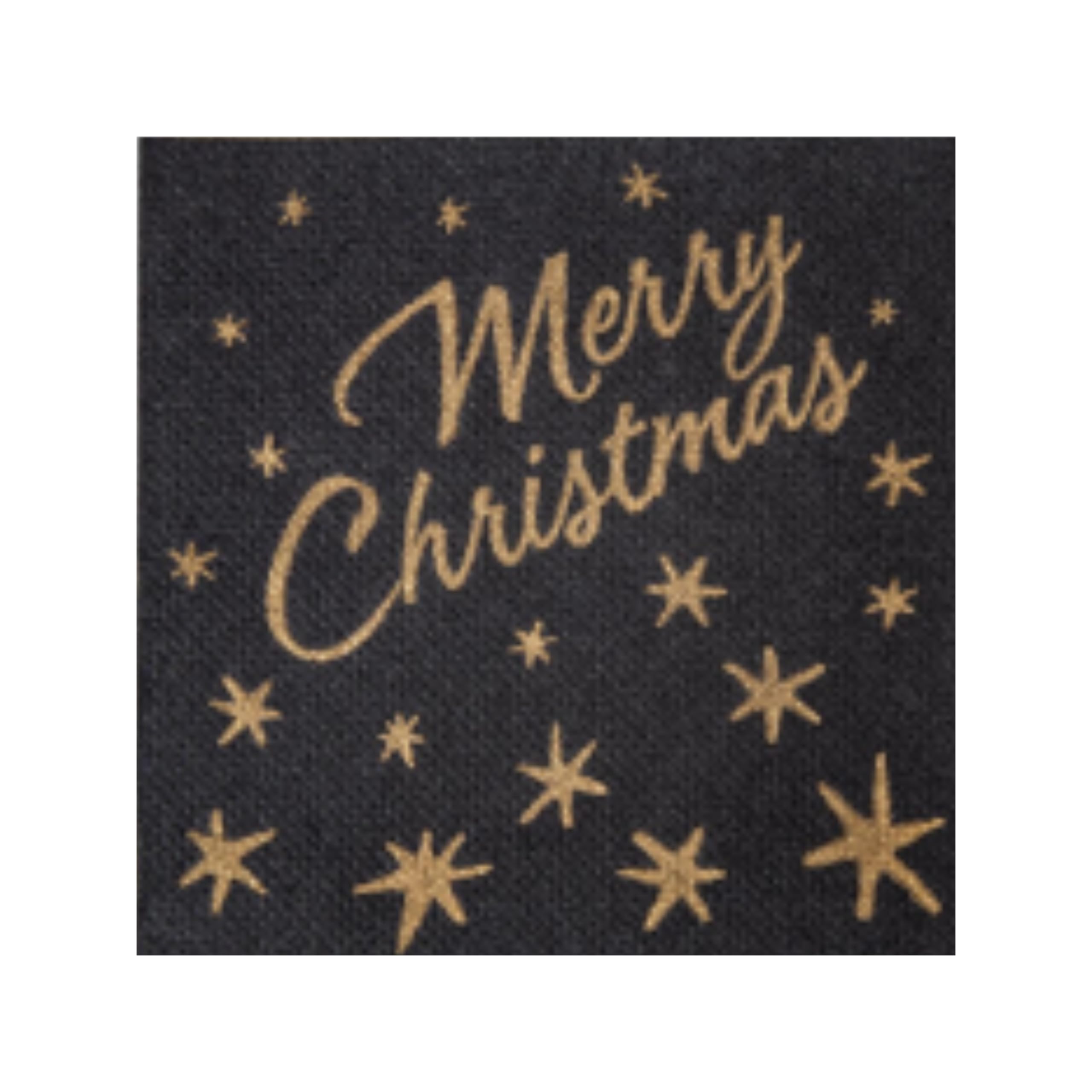 SANJOMA Servilletas Doble Punto de Navidad, Decoradas Con “Merry Christmas” | Para fiestas y Cena De Navidad | Reciclable Y Biodegradable | Servilletas Tissue Negras y Oro (2400 SERVILLETAS, 20x20 CM)